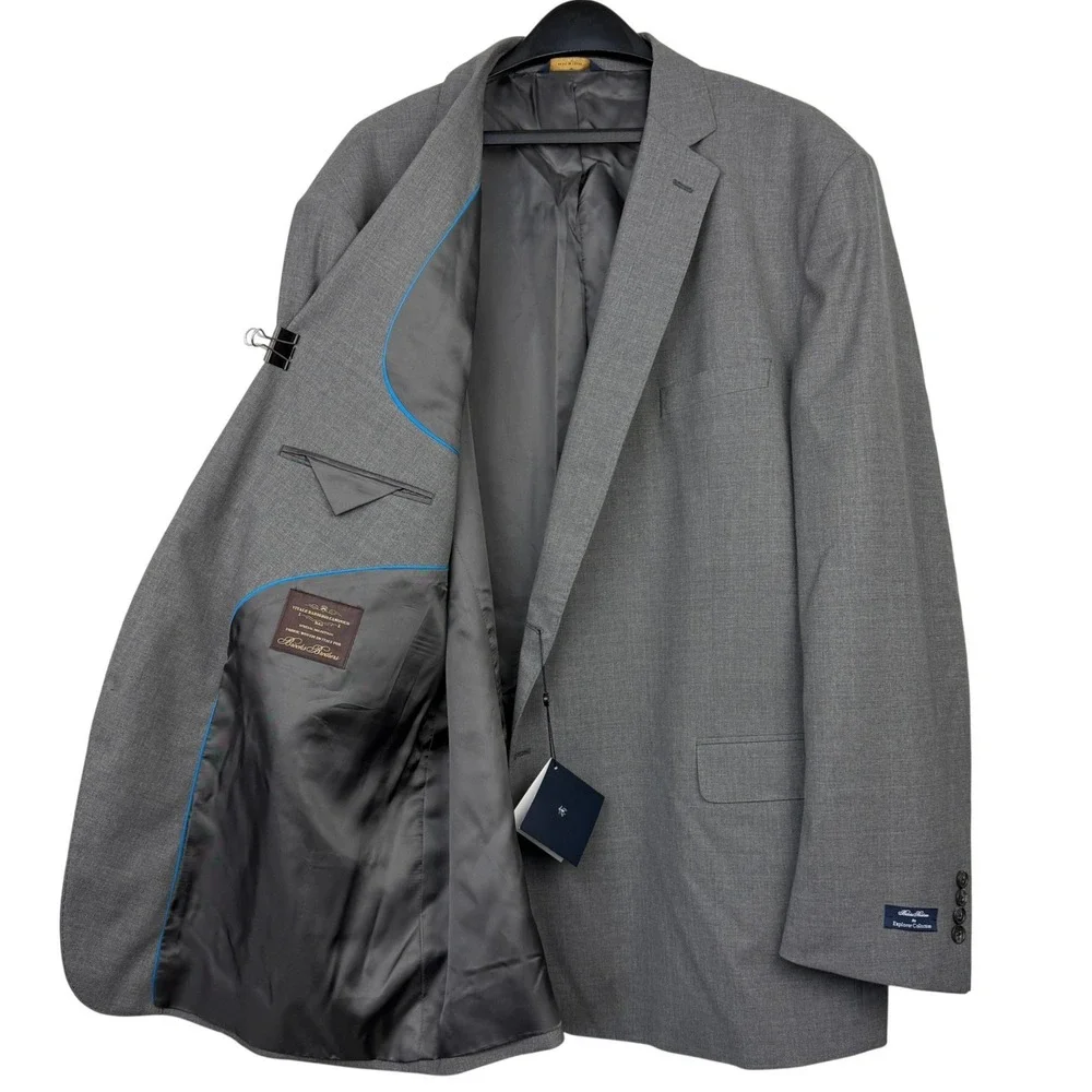 NEW Brooks Brothers Explorer Mens 52L WOOL Blazer Sport Coat Suit Jacket Gray